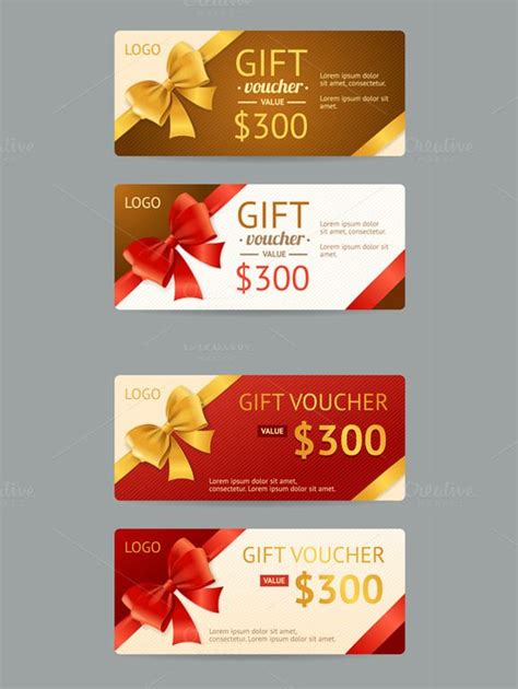 Gift Voucher Template with Ribbon and a Bow