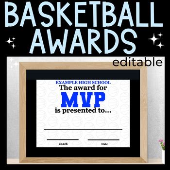 Editable Basketball Awards for Coaches by Seal's Stars | TPT