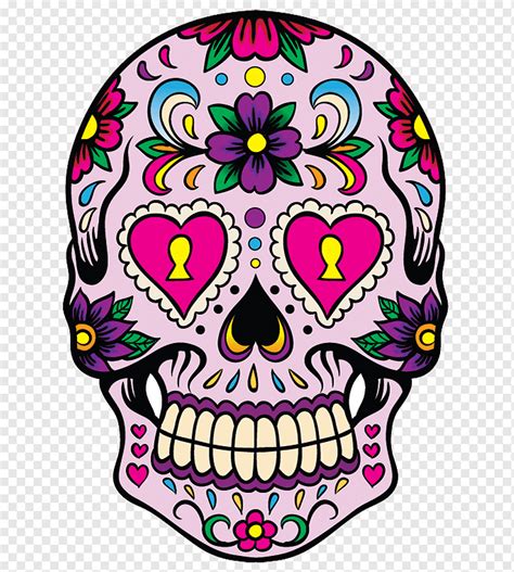 Calvera rosa y multicolor ilustración, la calavera catrina día de la ...