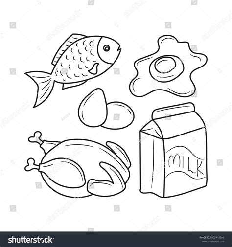 Protein Food Simple Black White Line Stock Vector (Royalty Free) 1905442666 | Shutterstock ...