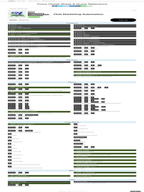 Tmux Cheat Sheet & Quick Reference | PDF