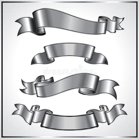 Silver ribbon collection stock vector. Illustration of insignia - 13567774