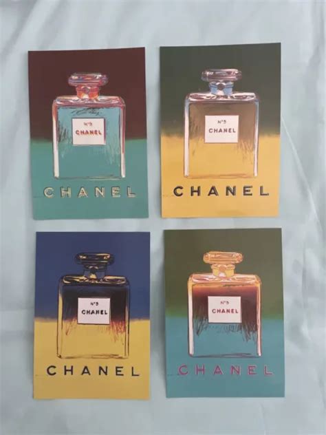 CHANEL NO5 ANDY WARHOL Complete Set UK 1997 4 high gloss postcards with gift bag £100.00 ...