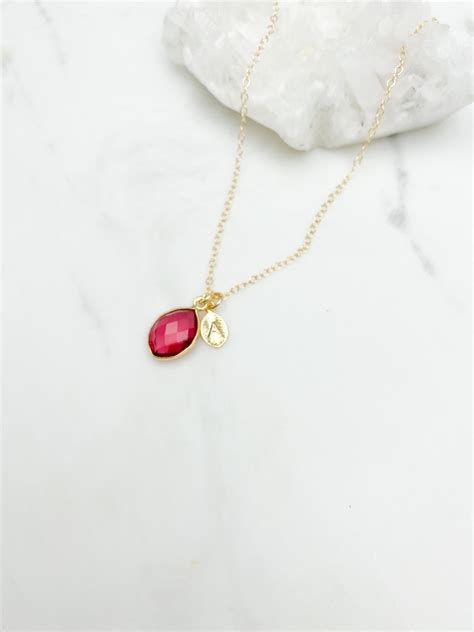 Ruby Birthstone Jewelry Necklace Necklaces for Women Dainty - Etsy UK