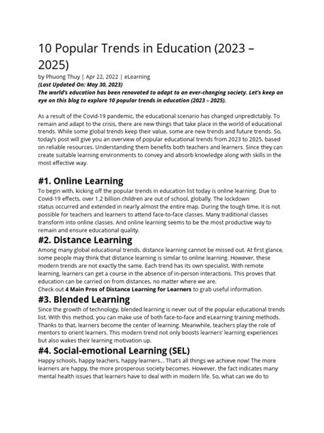 10 Popular Trends in Education | PDF | Learning | Educational Technology