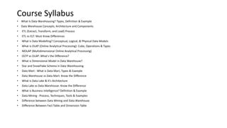Data Warehousing Tutorials | PPT