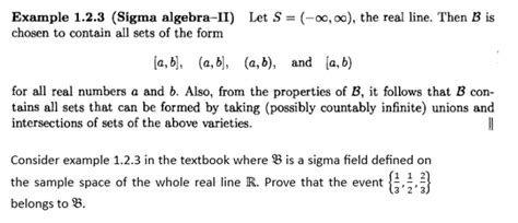 Solved Example 1.2.3 (Sigma algebra-II) Let S=(−∞,∞), the | Chegg.com