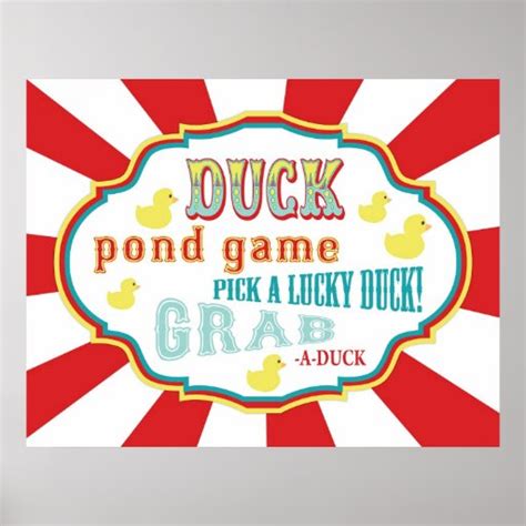 Carnival Sign Duck Pond Game Poster | Zazzle