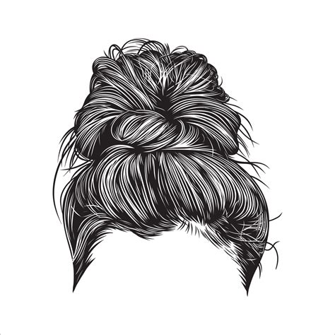 Messy bun hairstyles, vector line art illustration 6030473 Vector Art at Vecteezy