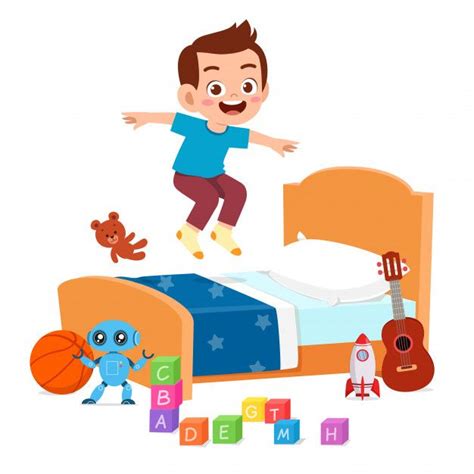 Feliz niño pequeño niño lindo saltar en ... | Free Vector #Freepik # ...