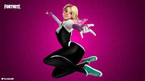 Spider-Gwen Wallpaper 4K, Fortnite, Pink background