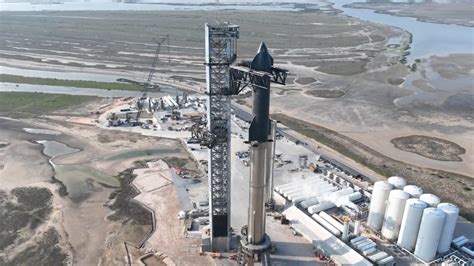 SpaceX Starship Ship 24 was installed at the launch pad together with ...