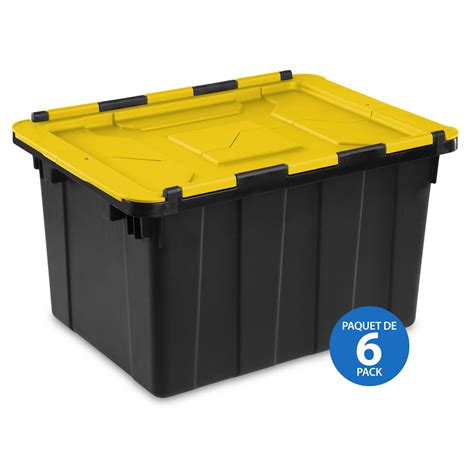 Sterilite 12 Gal. Hinged Lid Industrial Tote- Yellow- 6 PK | Walmart Canada