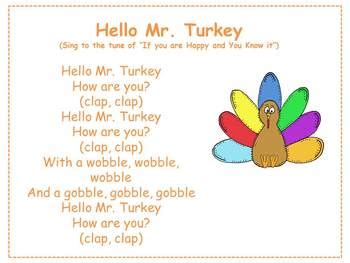 Hello Mr. Turkey- Thanksgiving and Turkey song by Mrs Crosby | TpT