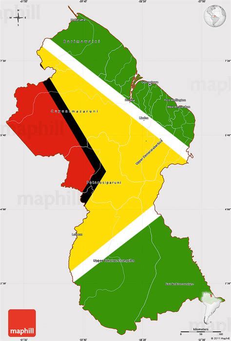 Flag Simple Map of Guyana