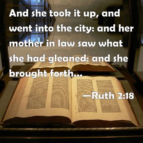 Ruth 2:18 And she took it up, and went into the city: and her mother in ...