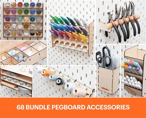 68 Pegboard Accessories Bundlefull Bundle Pegboardwooden - Etsy