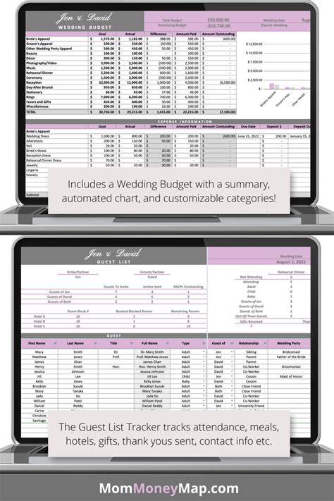 Wedding Planner Google Sheets Spreadsheet - Purple – Mom Money Map