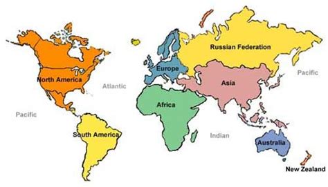 Simple World Map with Countries Labeled Asia Map, Europe Map, Flat ...