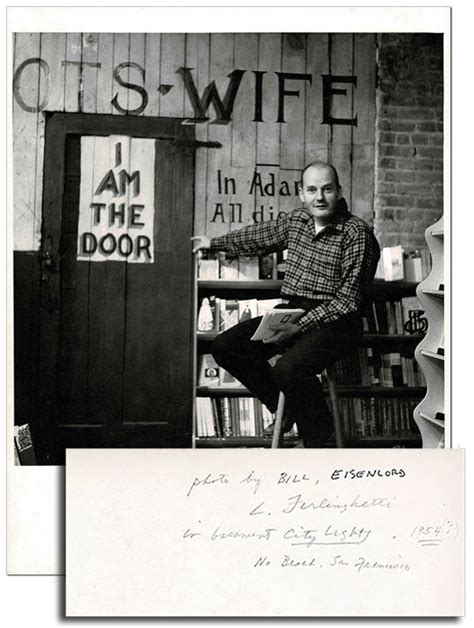 ORIGINAL PHOTOGRAPH OF LAWRENCE FERLINGHETTI IN THE BASEMENT OF CITY ...