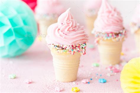 Pink soft serve ice cream with sprinkles Stock Photo by BarbaraNeveu