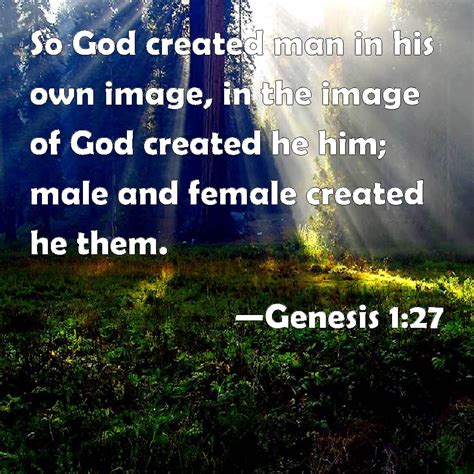 Genesis 1:27 So God created man in his own image, in the image of God created he him; male and ...