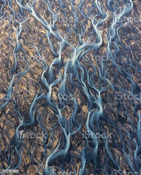 Iceland River Delta Aerial View Stock Photo - Download Image Now - Aerial View, Abstract, Black ...