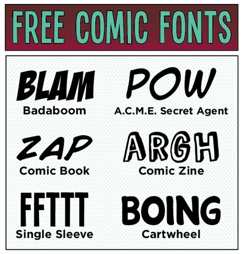 Design Inspiration: Free Comic Fonts | Comic font, Comic font free, Comic book font