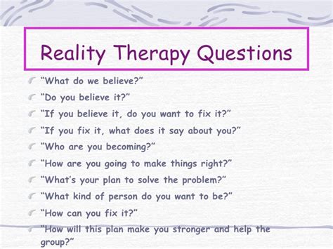 Reality Therapy Worksheets