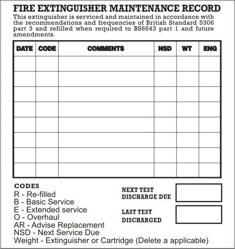 Fire Extinguisher Service Record (100 labels)