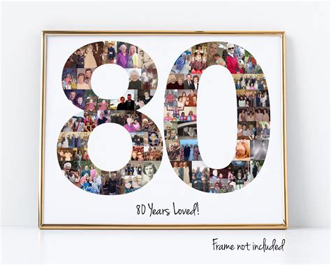 80th Birthday Gift, 80th Birthday Party Decoration - 80 Number Photo ...