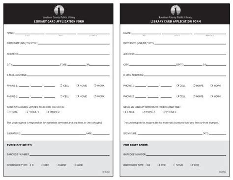 Library Card appLiCation Form Library Card appLiCation Form