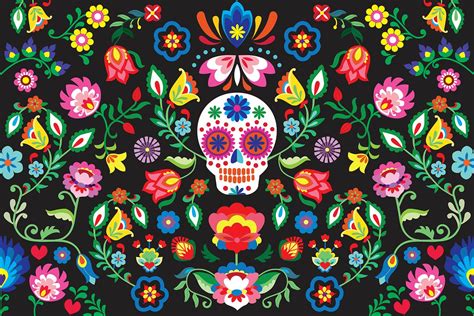 Mexican Sugar Skull Wallpaper Mural | Hovia | Sugar skull wallpaper, Skull wallpaper, Mexican ...