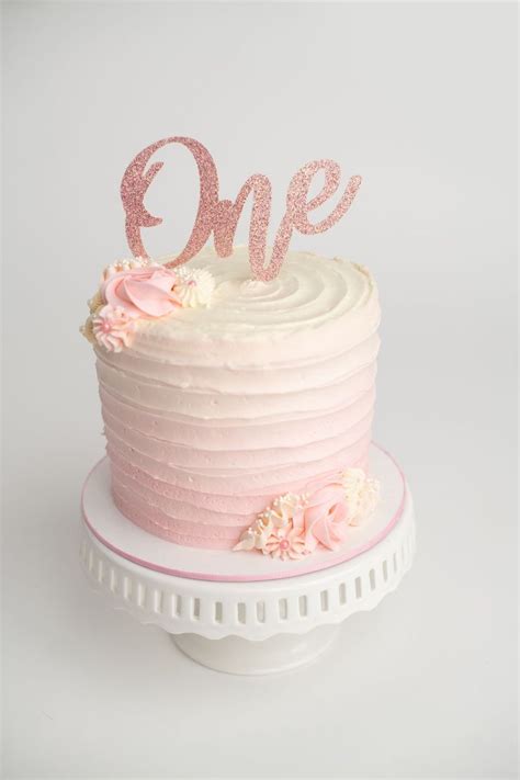 Girls Pink Ombre Cake for First Birthday Celebration