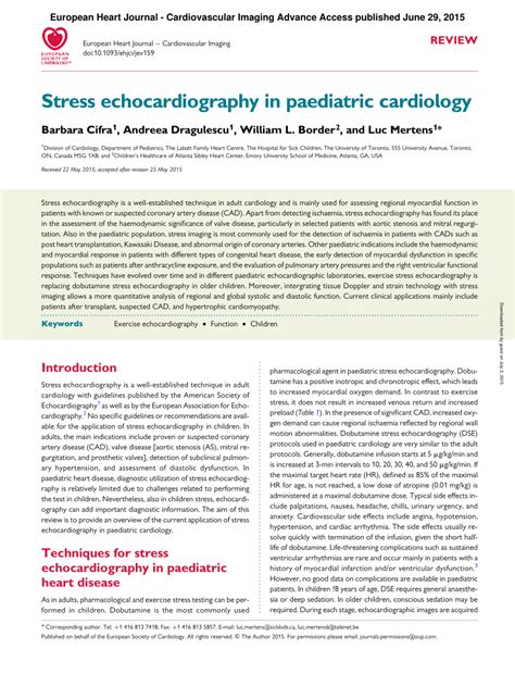 (PDF) Stress echocardiography in paediatric cardiology