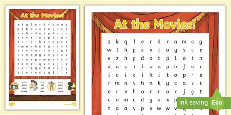 At the Movies! - Movie Word Search (teacher made) - Twinkl