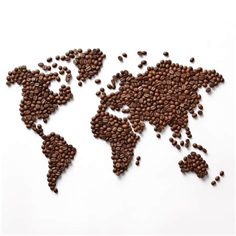 Premium AI Image | a world map with coffee beans and a world map.