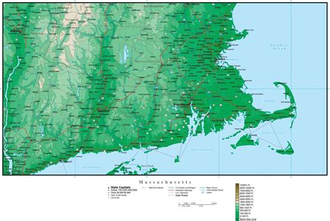 Digital Massachusetts Contour map in Adobe Illustrator vector format MA ...