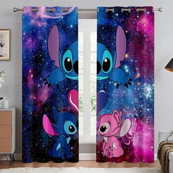 Stitch Lilo & Stitch Curtain Cartoon Window Decoration Pole Pockets ...