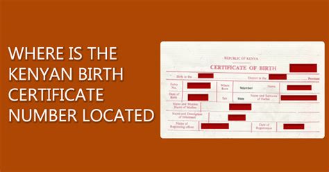 Where is the Kenyan birth certificate number located