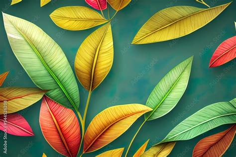 tropical trees and leaves for digital printing wallpaper, custom design wallpaper 3D ...