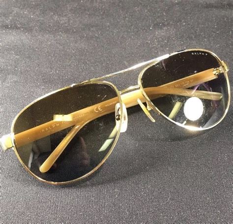 Vintage Ralph Lauren Aviator Sunglasses Gold/Cream Color 4004 101-13 ...