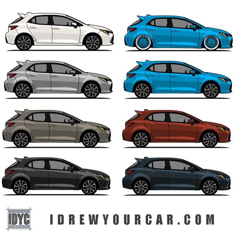 I drew every 2019 Corolla Hatchback color : r/Toyota