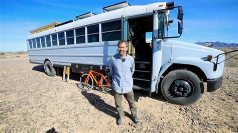 Solar-Powered Bus Conversion with Room for Books (And a Sewing Machine!)