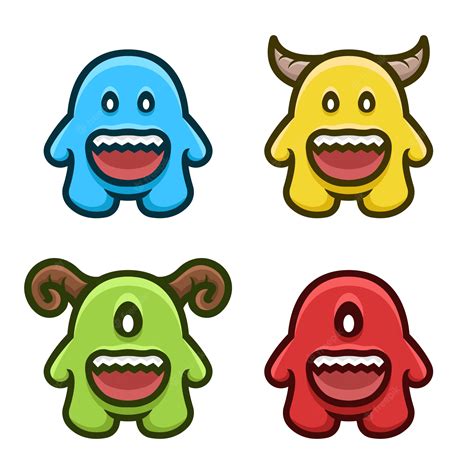 Premium Vector | Stock vector colorful monster set mascot logo set.