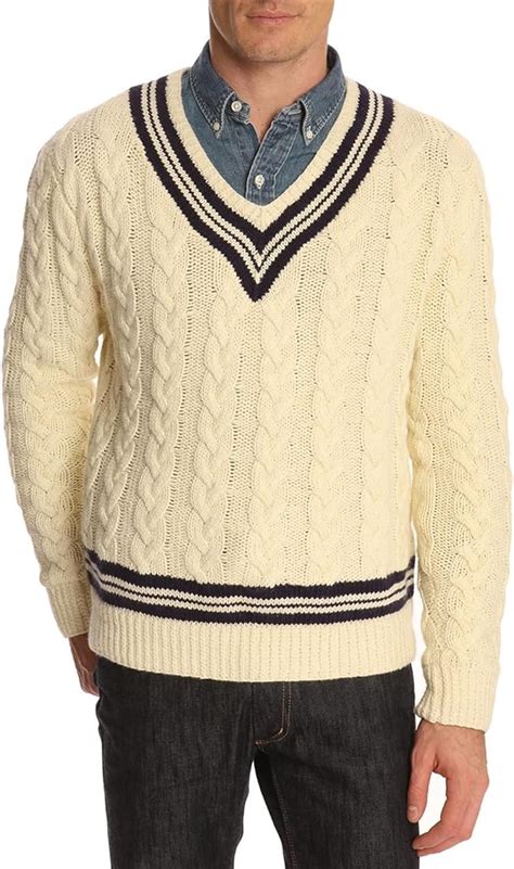 Polo Ralph Lauren - V-Neck Sweaters - Men - Cricket Cable Cream Sweater ...