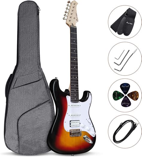 Amazon.com: Auriga 39 Inch Electric Guitar (Brown-Sunburst), 6 string Beginner Guitar Kit with ...