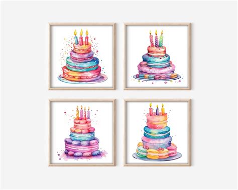 Colorful Birthday Cake Clipart Set 8 High Resolution PNG - Etsy