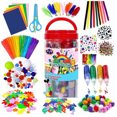 Arts and Crafts Supplies Set Kids DIY Craft Kits Include Pipe Cleaners ...