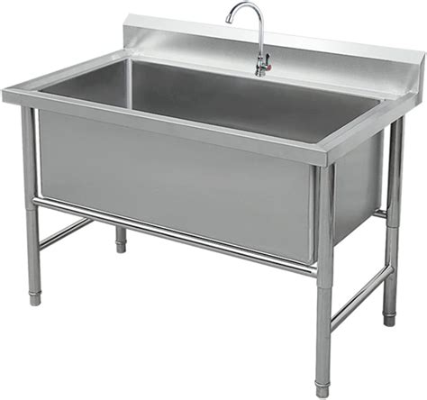 Large Free Standing Utility Sink Laundry Tub Stainless-Steel Single Bowl Heavy Duty Slop Sinks ...